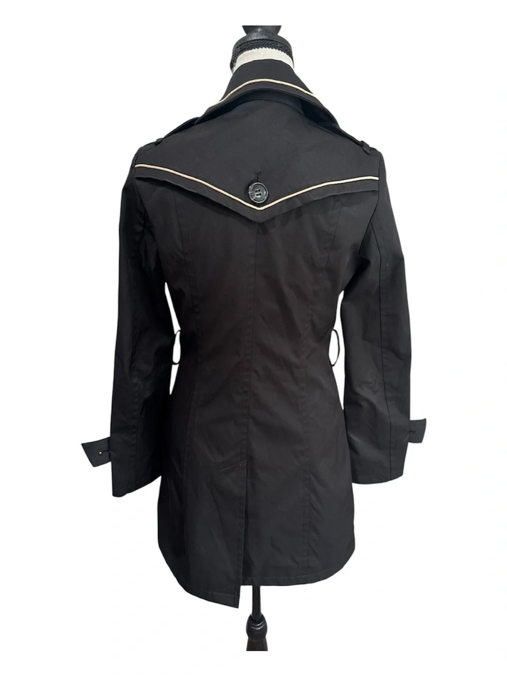 Peacebird Women’s Black Belted Trench Coat Sz S